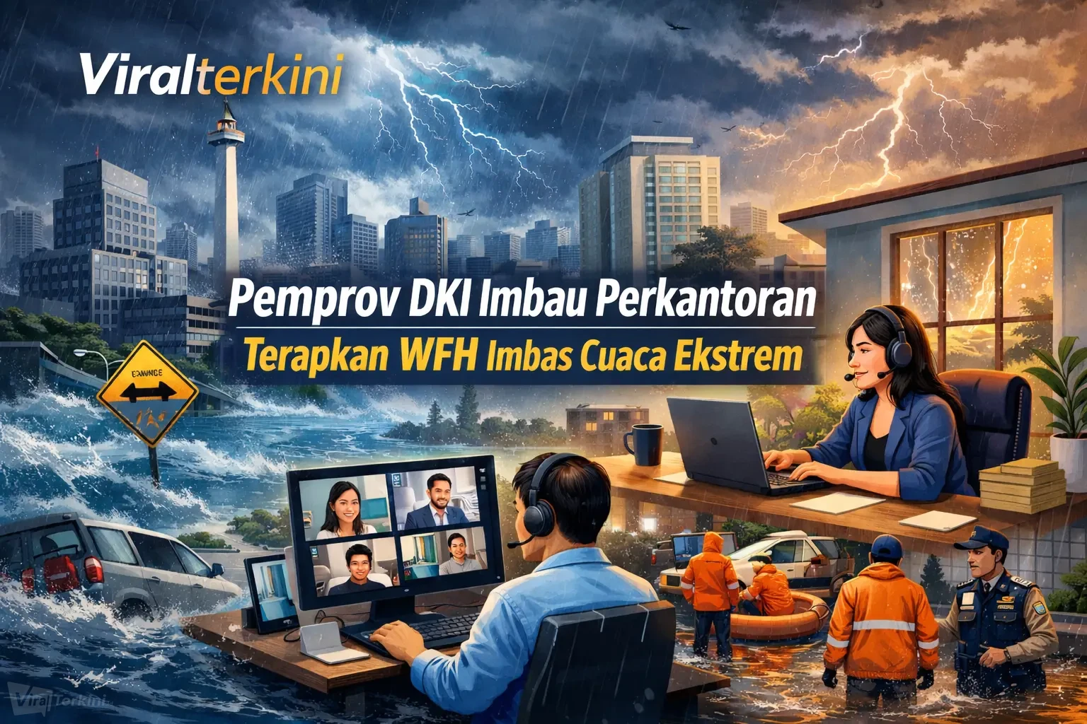 Pemprov DKI Imbau Perkantoran Terapkan WFH Imbas Cuaca Ekstrem_ilustrasi Viralterkini