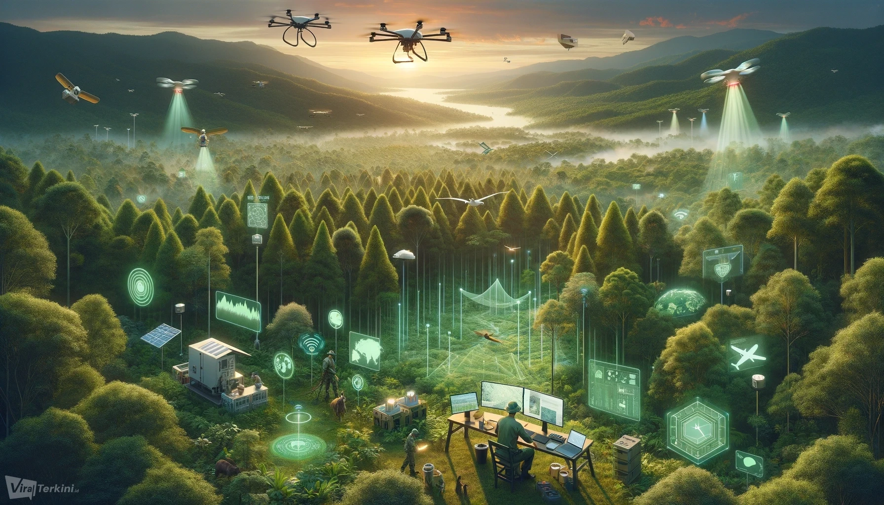 DALL·E-2024-05-06-06.55.07-A-landscape-image-showcasing-technology-used-for-forest-protection-emphasizing-the-role-of-innovation-in-conserving-the-earths-greenery.-The-scene-i