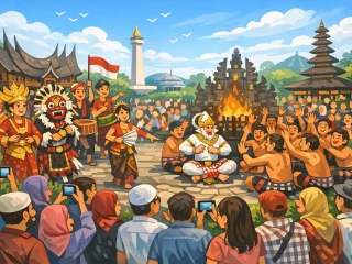 Pawai Budaya dan Tari Kecak Meriahkan Lebaran di TMII