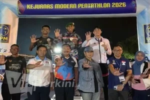 Atlet Jawa Barat, Caroline Andita Bangun, dan atlet Sulawesi Selatan, Jumeidi, tampil gemilang dengan merebut gelar juara kategori senior pada Kejuaraan Nasional (Kejurnas) Modern Pentathlon 2026. (Foto: ist).