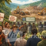 IACN dan PA-Malut Kecam PT Trimegah Bangun Persada Caplok Lahan Warga. Ilustrator Viralterkini.id