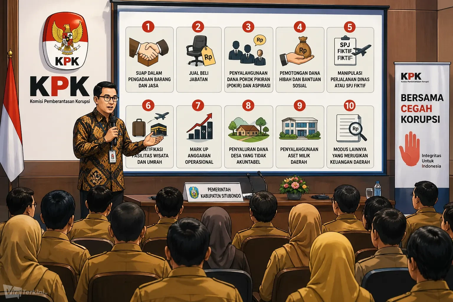 Ilustrasi KPK Beberkan 10 Modus Korupsi di Daerah kepada ASN Situbondo. Ilustrator Viralterkini Indonesia