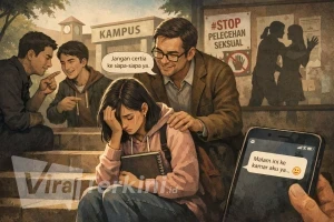Ilustrasi pelecehan seksual di kampus_Ilustrator Viralterkini