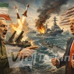 Iran Ancam Tenggelamkan Kapal Perang AS. Ilustrator Viralterkini.id