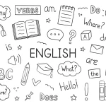 learning-english-doodle-set-language-school-in-sketch-style-online-language-education-course-hand-drawn-illustration-isolated-on-white-background-vector