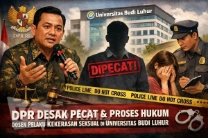 PR Desak Pemecatan dan Proses Hukum Dosen Terduga Pelaku Kekerasan Seksual di Universitas Budi Luhur. Ilustrator Viralterkini