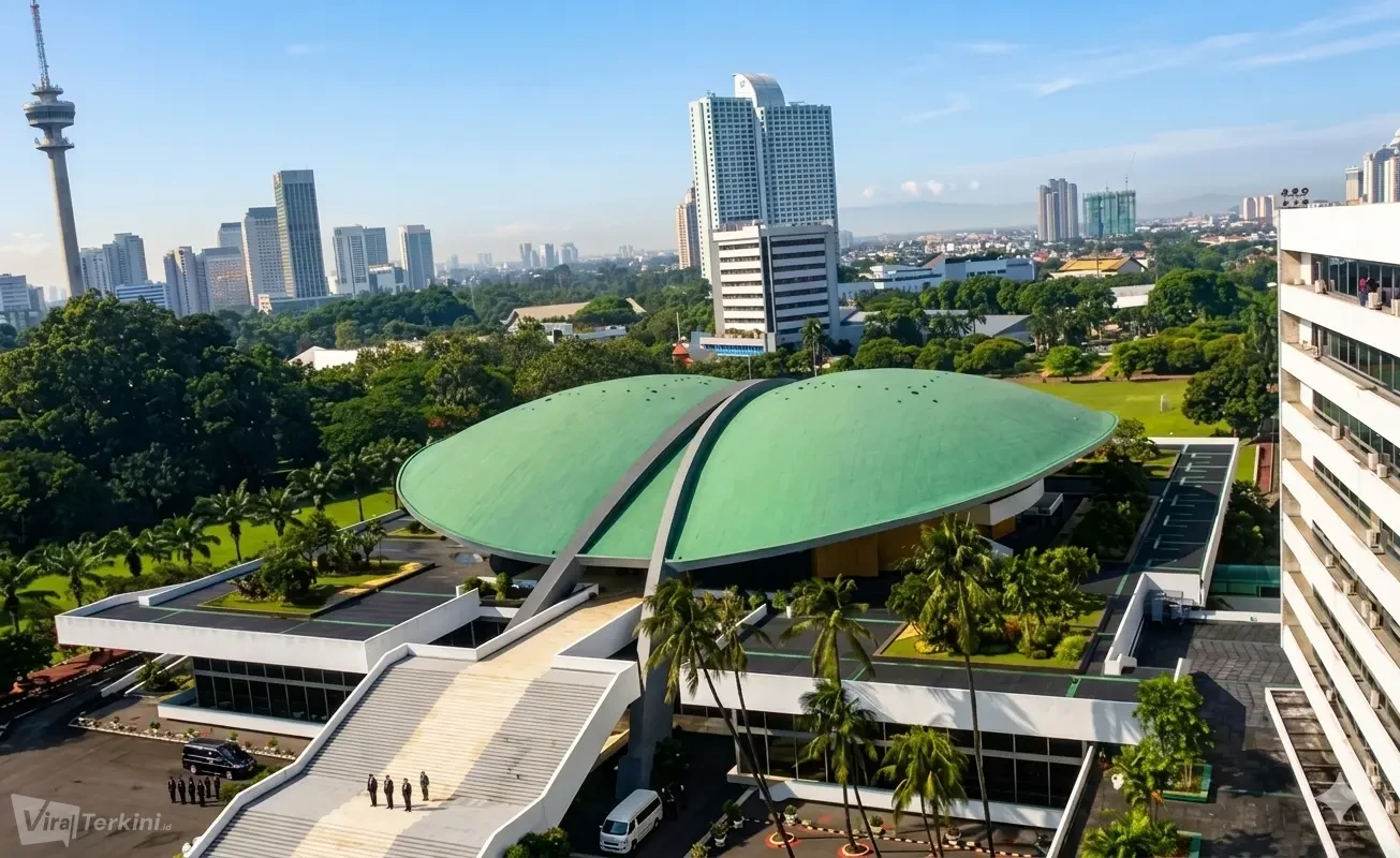 ​Gedung Nusantara atau Gedung Kura-kura yang menjadi simbol kedaulatan rakyat di Kompleks Parlemen, Senayan, Jakarta. Foto: dok. mpr.go.id