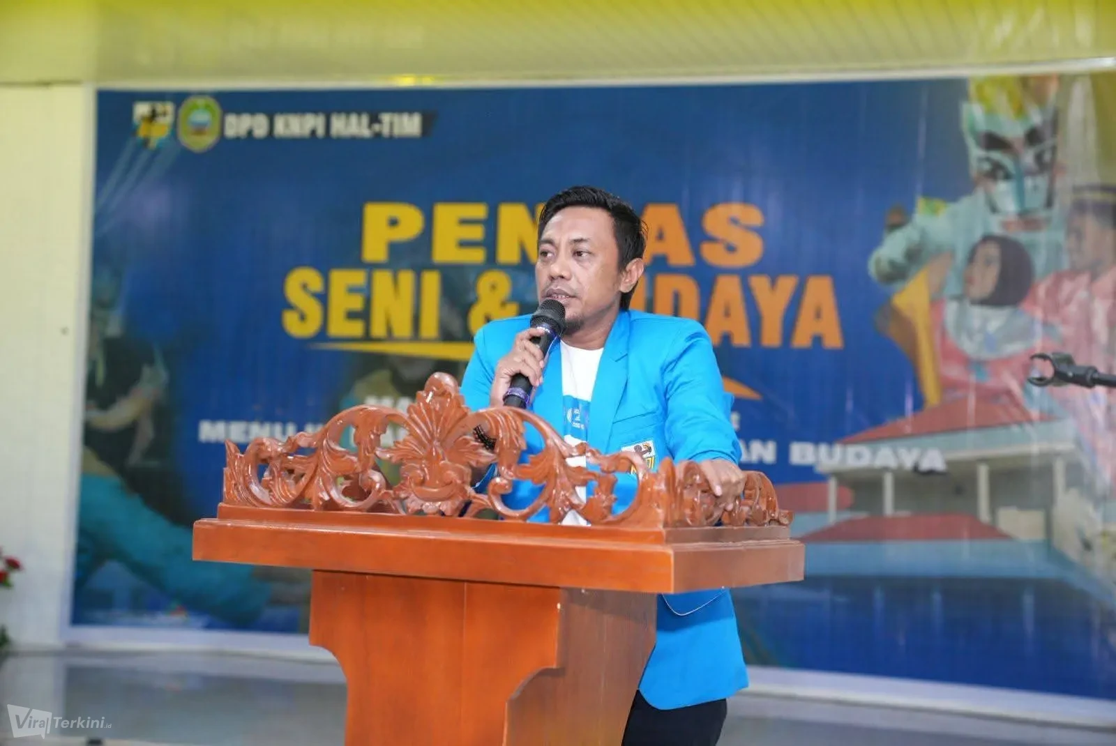 Sekretaris DPD KNPI Provinsi Maluku Utara, Jufri M. Soleman, S.Sos., M.I.Kom., menyampaikan sambutan mewakili Ketua DPD KNPI Malut pada acara Pembukaan Rapat Pimpinan Paripurna Daerah (RAPIMPURDA) Pemuda/KNPI ke-V Kabupaten Halmahera Timur yang berlangsung di Maba, Jumat (1/5/2026). Foto: ist