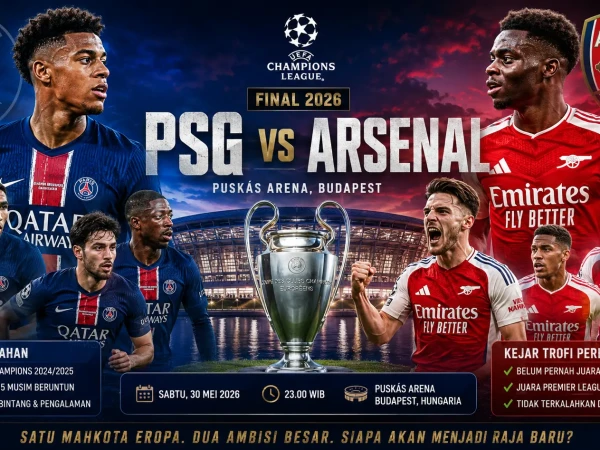 Duel Raja Prancis dan Juara Inggris, PSG vs Arsenal Perebutkan Trofi Liga Champions