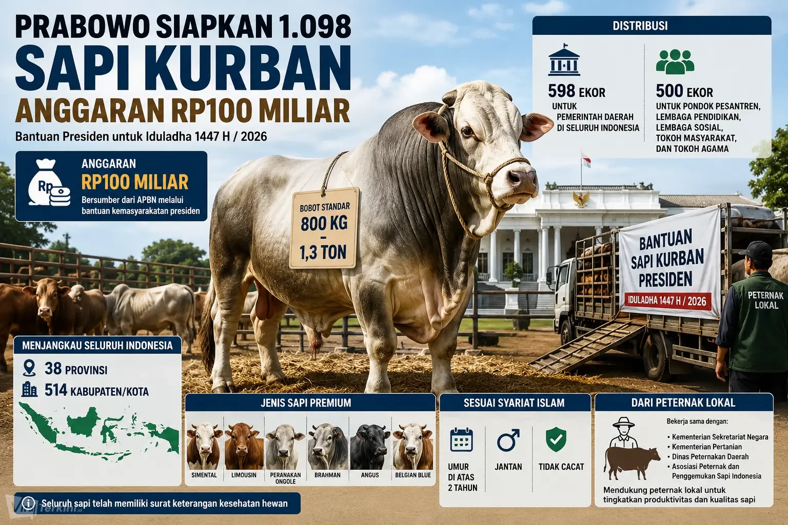 Sapi Kurban Presiden Tembus 1,3 Ton, Anggaran Capai Rp100 Miliar