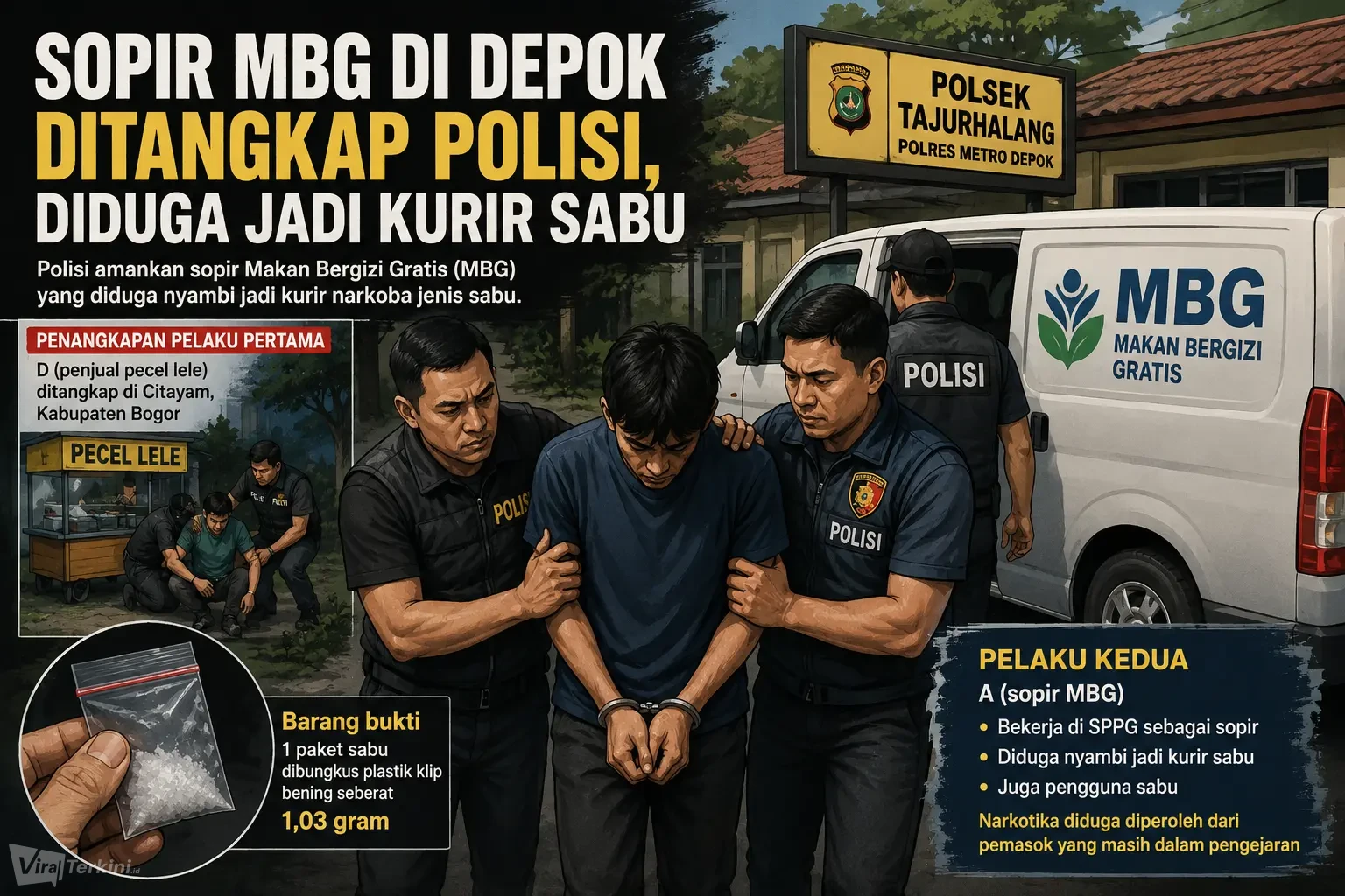 Sopir MBG di Depok Ditangkap Polisi, Diduga Nyambi Jadi Kurir Sabu_Ilustasi Viralterkini