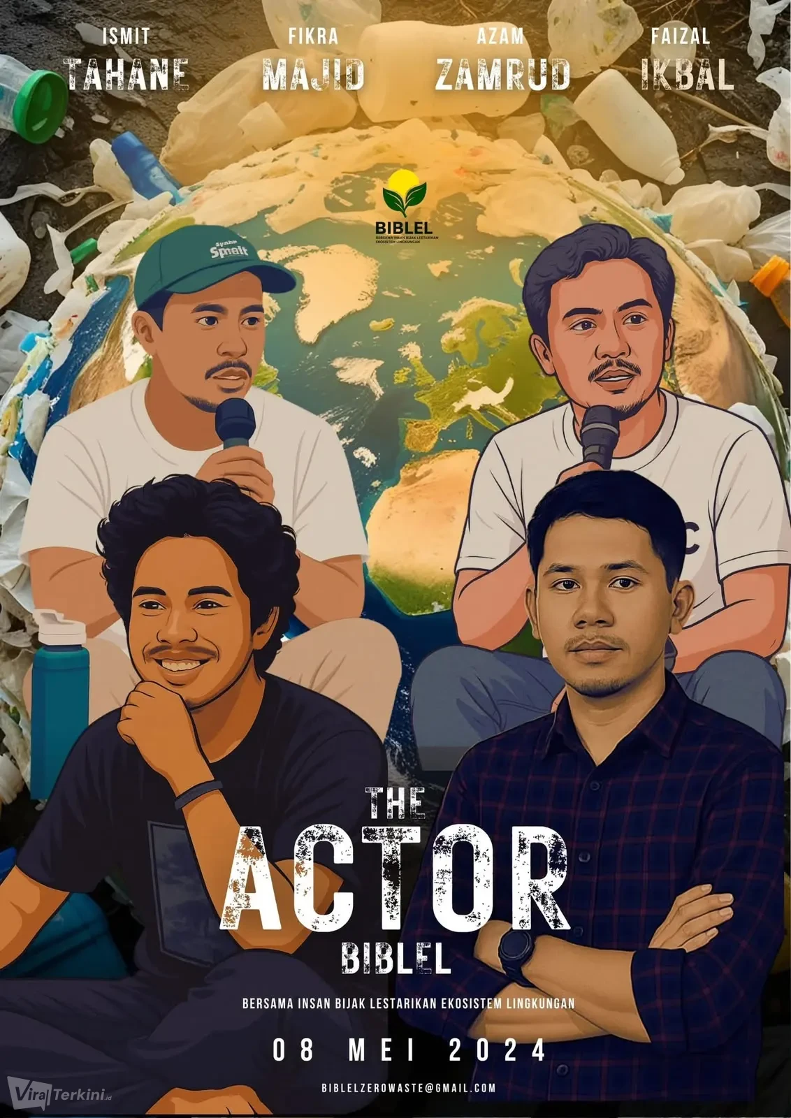 Tim peneliti Komunitas Biblel dalam riset pengelolaan sampah terpadu di Halmahera Tengah: Ismit Tahane, Fikra Majid, Azam Zamrud, dan Faizal Ikbal. Foto: Ilustrasi Biblel