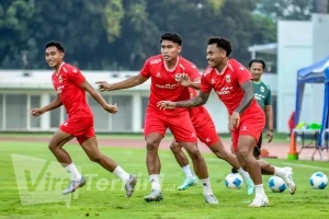 Para pemain Timnas Indonesia dari Super League saat official training di stadion Madya (8 Juni 2026) jelang melawan Mozambik (foto - Ady Sesotya)