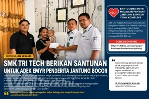 SMK Tritech Salurkan Santunan untuk Adek Emyr Penderita Jantung Bocor