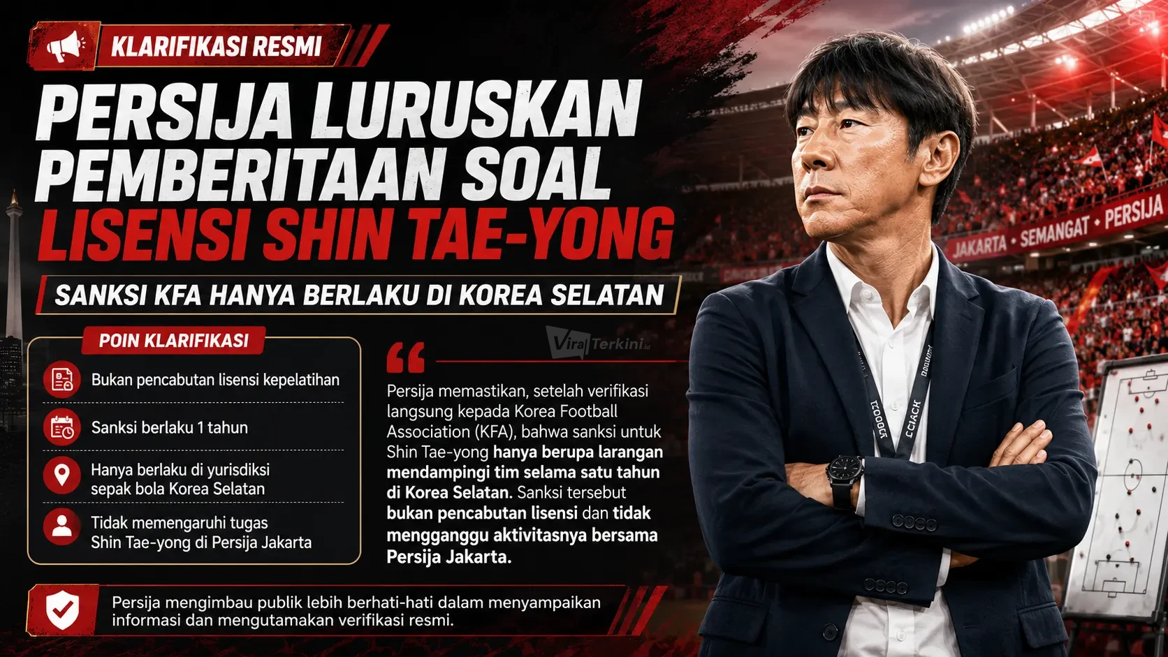 Persija Luruskan Pemberitaan soal Lisensi Shin Tae-yong