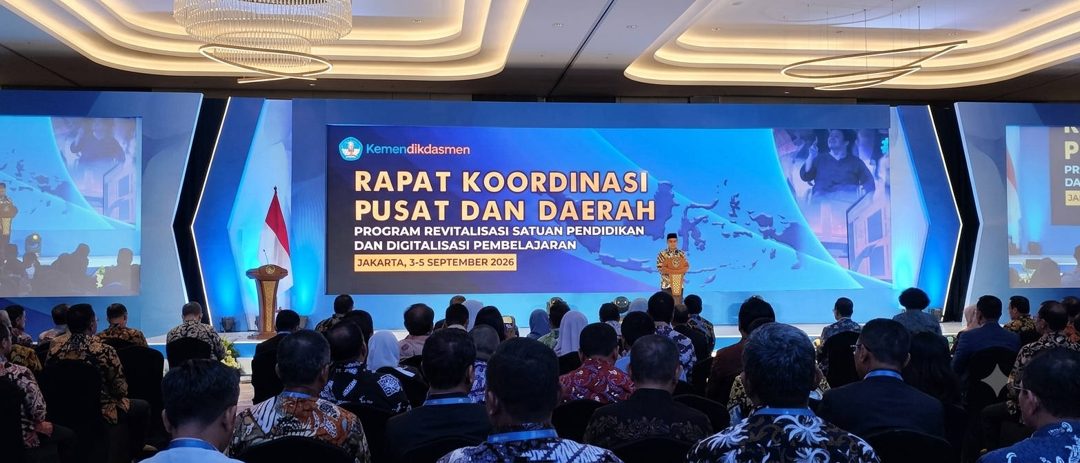 Suasana Rapat Koordinasi Pusat dan Daerah Program Revitalisasi Satuan Pendidikan dan Digitalisasi Pembelajaran yang diselenggarakan oleh Kemendikdasmen di Jakarta, 3–5 September 2026. (Foto: Dok. Ist)