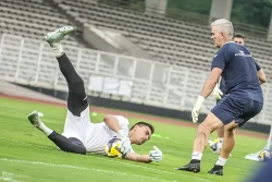 Emile Audero saat latihan Tim Nasional jelang FIFA Match Day melawan Oman (foto - Ady Sesotya)