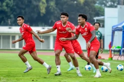Para pemain Timnas Indonesia dari Super League saat official training di stadion Madya (8 Juni 2026) jelang melawan Mozambik (foto - Ady Sesotya)