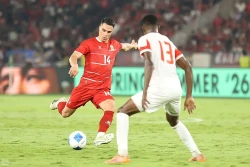 Pemain Timnas Indonesia Joey Pelupessy saat melawan Mozambik di Stadion Utama Gelora Bung Karno 9 Juni 2026 (foto - Ady Sesotya)
