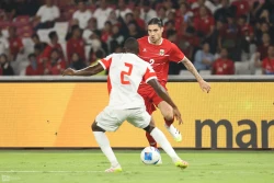 Pemain Timnas Indonesia Kevin Diks saat melawan Mozambik di Stadion Utama Gelora Bung Karno 9 Juni 2026 (foto - Ady Sesotya)