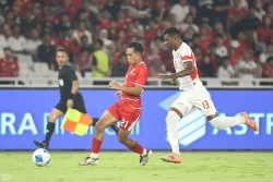 Pemain Timnas Indonesia Rayhan Hannah saat melawan Mozambik di Stadion Utama Gelora Bung Karno 9 Juni 2026 (foto - Ady Sesotya)