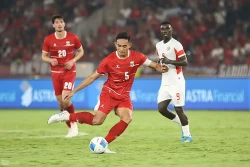 Pemain Timnas Indonesia Rizky Ridho Ramadhani saat melawan Mozambik di Stadion Utama Gelora Bung Karno 9 Juni 2026 (foto - Ady Sesotya)