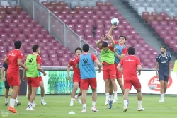 Sesi latihan resmi Timnas Indonesia, (foto - Ady Sesotya)